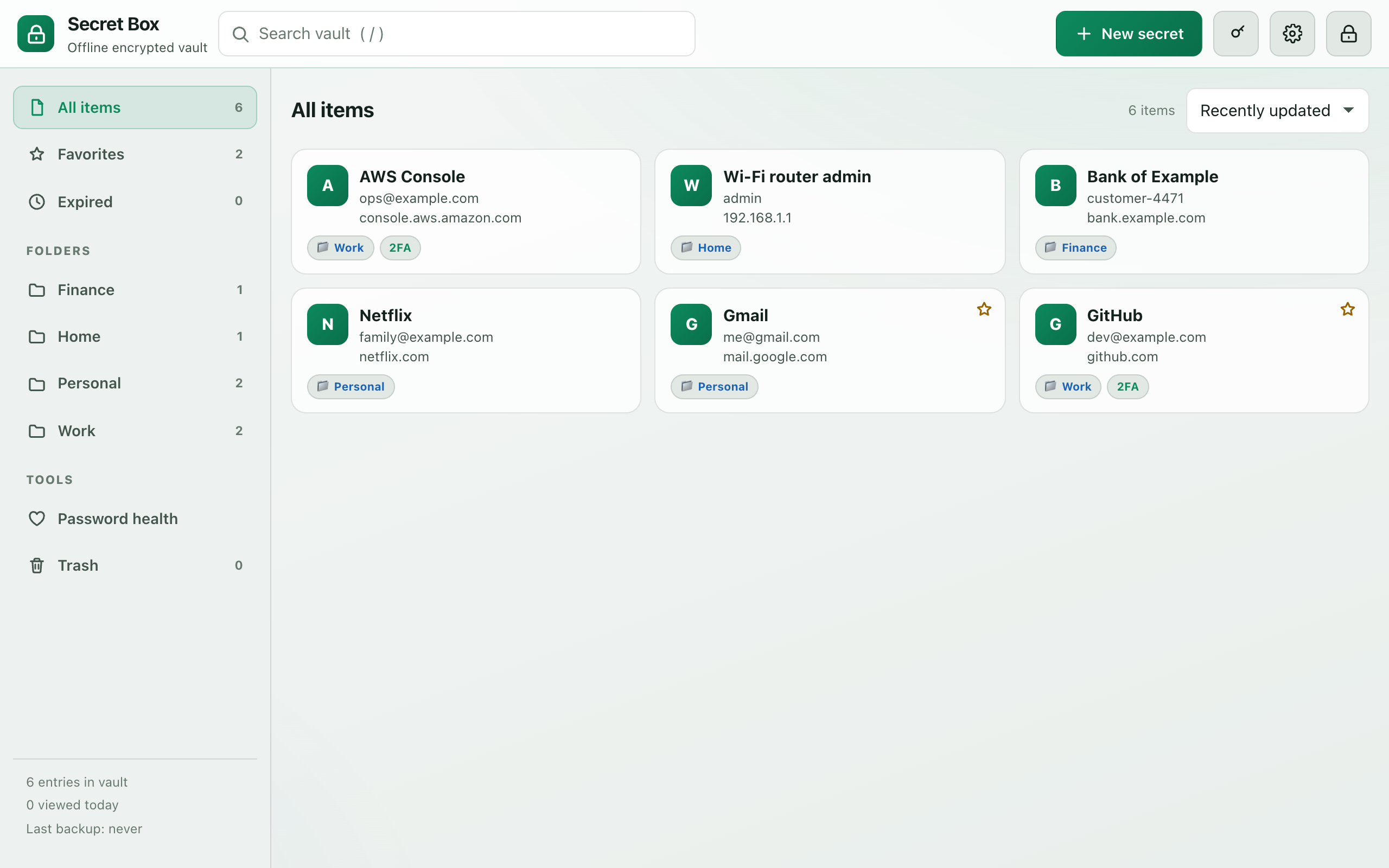 Vault in light theme